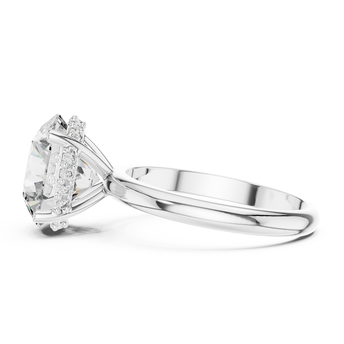 IGI Certified 4 CT Round Lab Grown Diamond Hidden Halo Solitaire Ring, White Gold