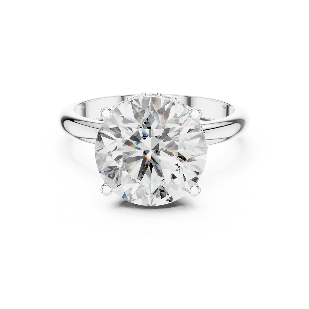 IGI Certified 4 CT Round Lab Grown Diamond Hidden Halo Solitaire Ring, White Gold
