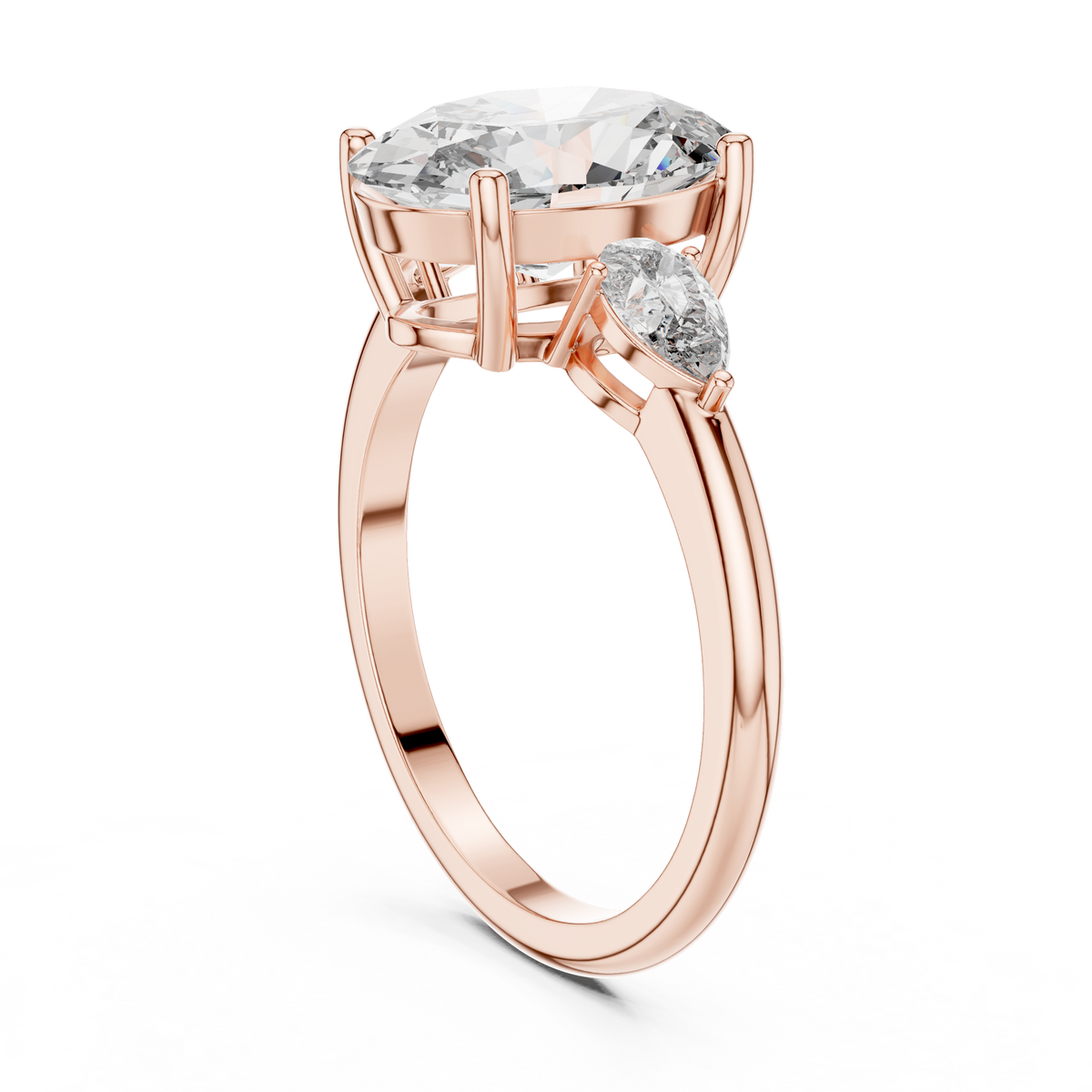 Premium IGI Certified Oval Lab Grown Diamond Bridal Ring, Rose Gold