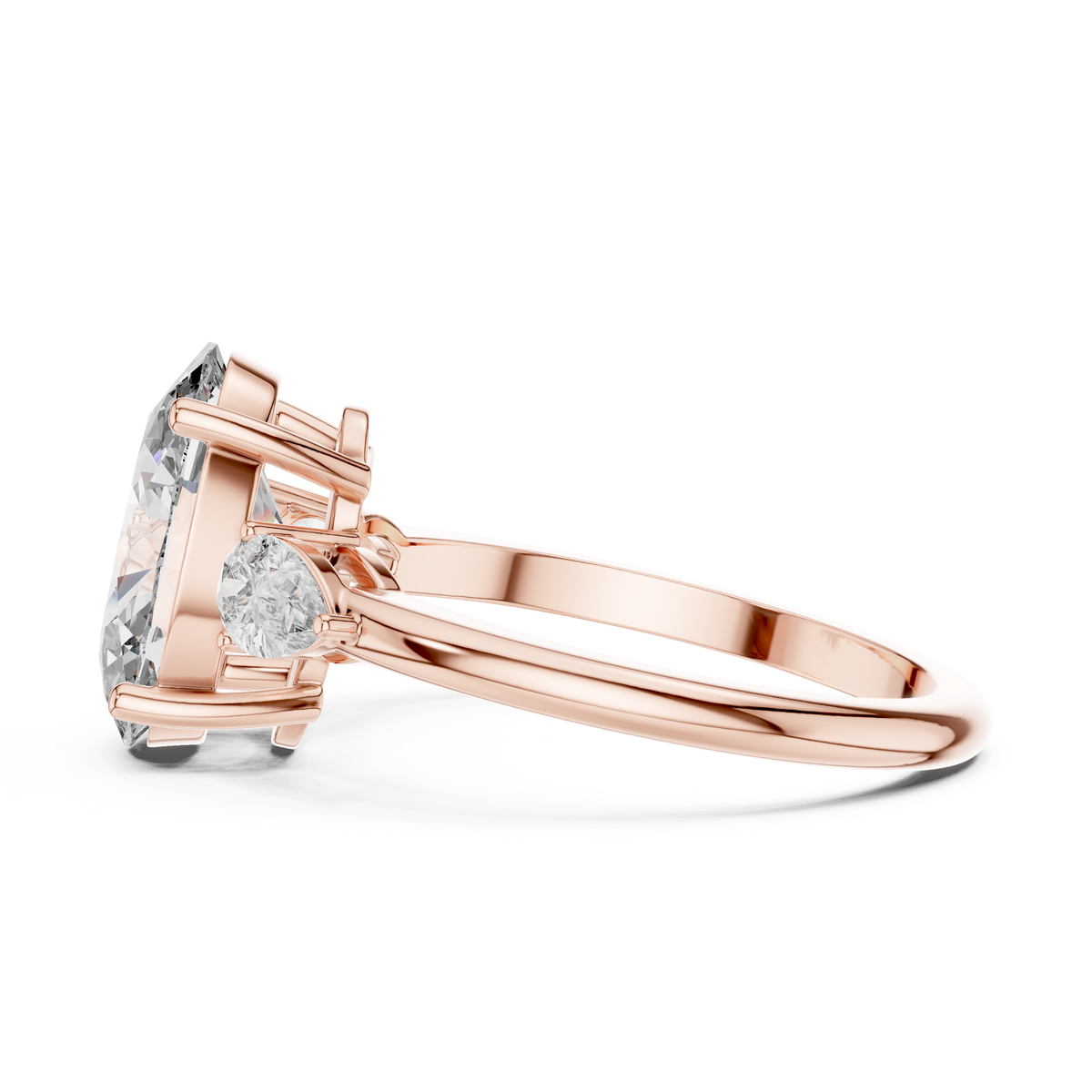 Premium IGI Certified Oval Lab Grown Diamond Bridal Ring, Rose Gold