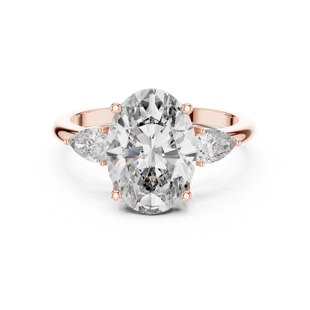 Premium IGI Certified Oval Lab Grown Diamond Bridal Ring, Rose Gold