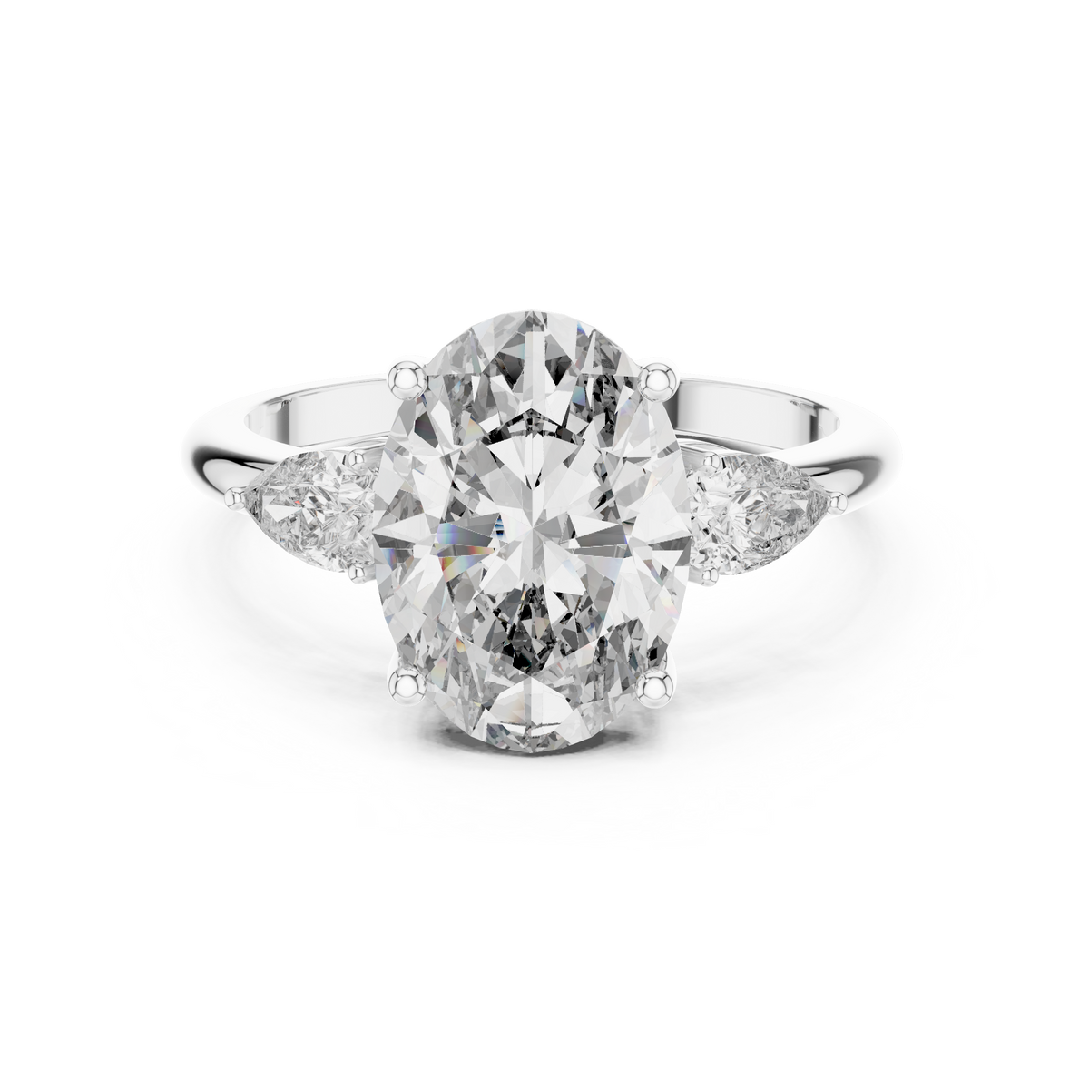 Premium IGI Certified Oval Lab Grown Diamond Bridal Ring, White Gold