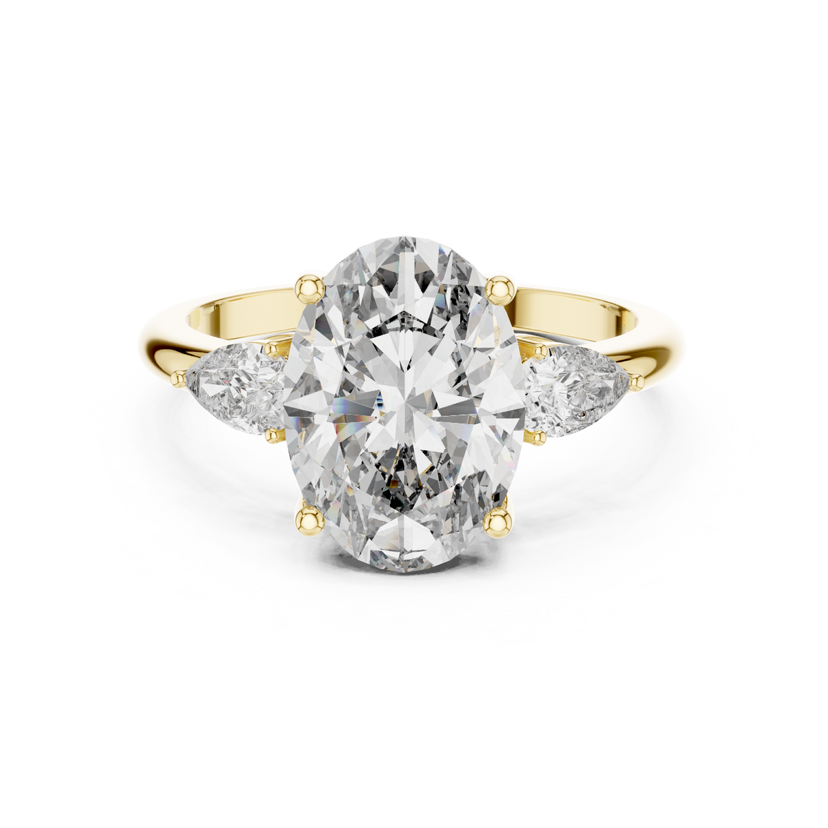 Premium IGI Certified Oval Lab Grown Diamond Bridal Ring, Yellow Gold