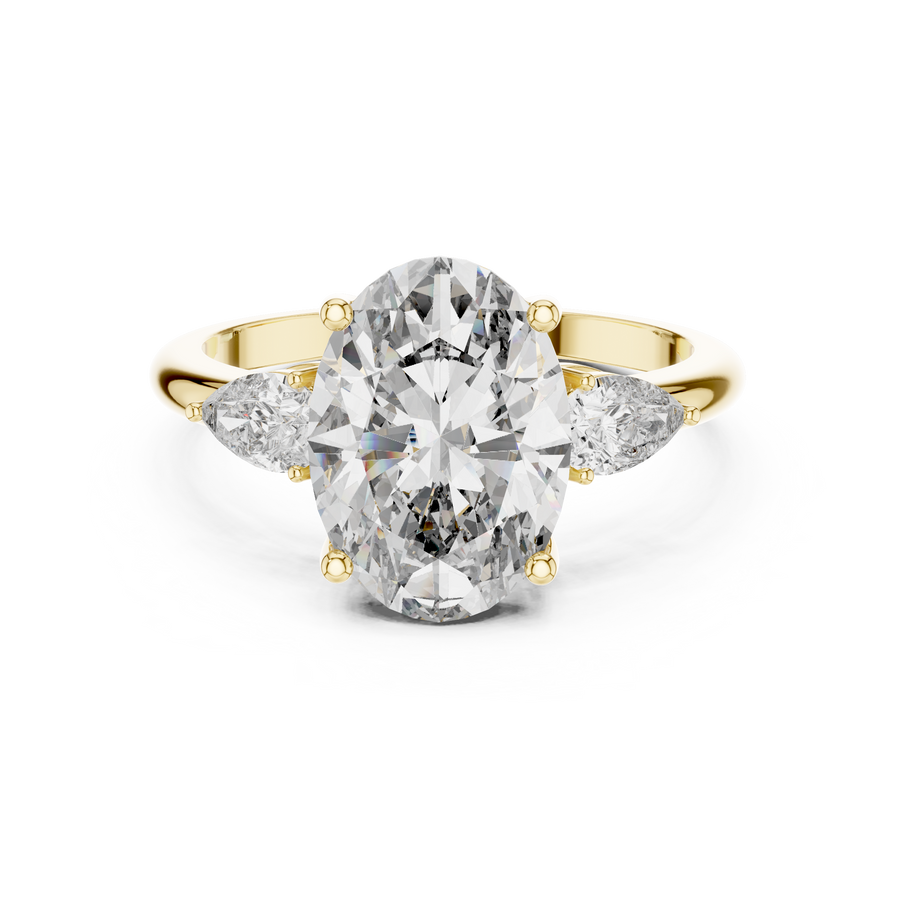 Premium IGI Certified Oval Lab Grown Diamond Bridal Ring, Yellow Gold