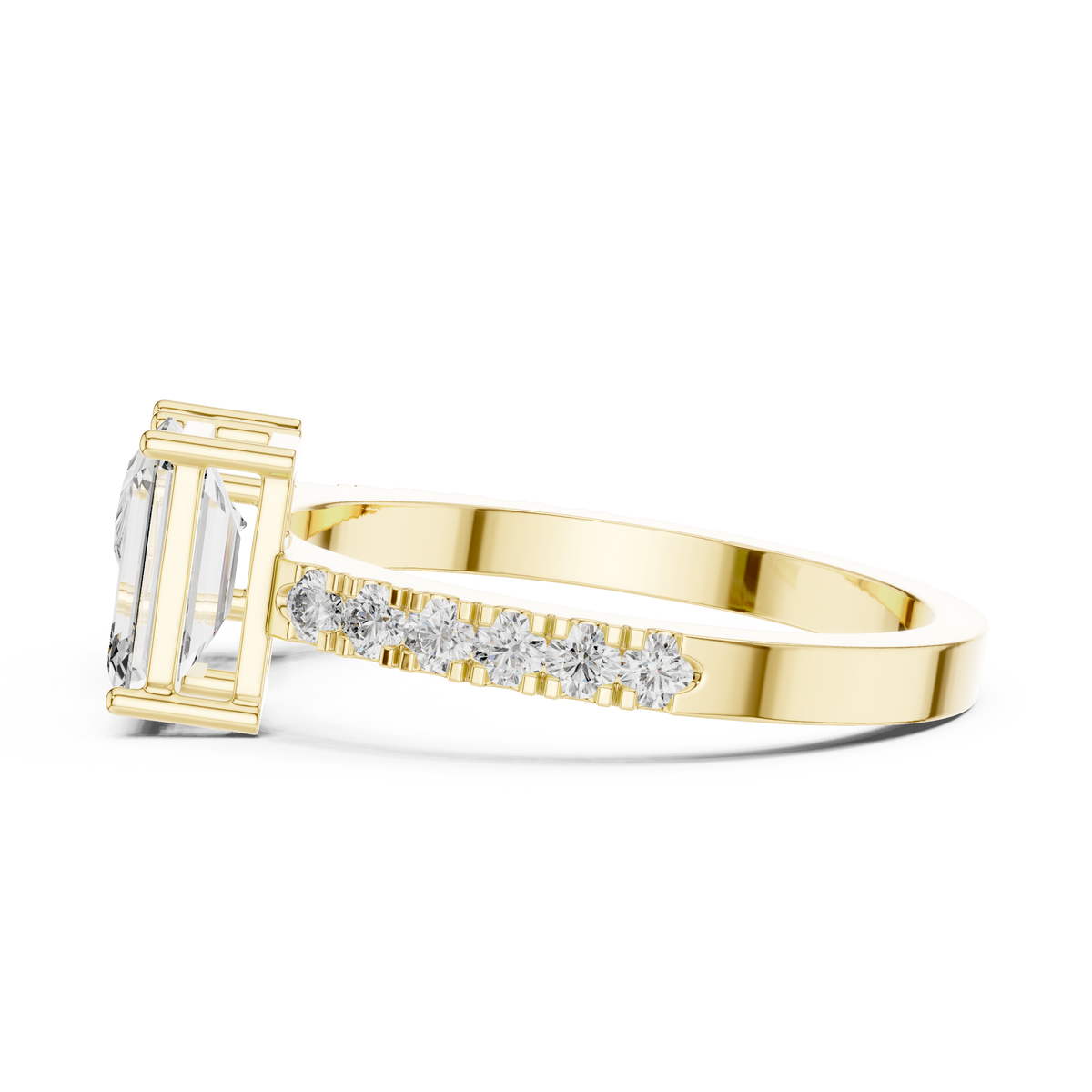 IGI Certified Toi et Moi Lab Grown Diamond Ring with Pear and Emerald Cut Diamonds, Yellow Gold