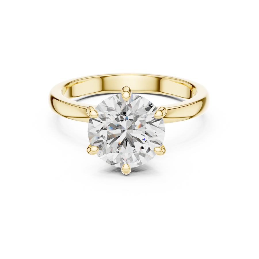 IGI Certified 2 CT Round Brilliant Lab Grown Diamond Hidden Halo Solitaire Ring, Yellow Gold