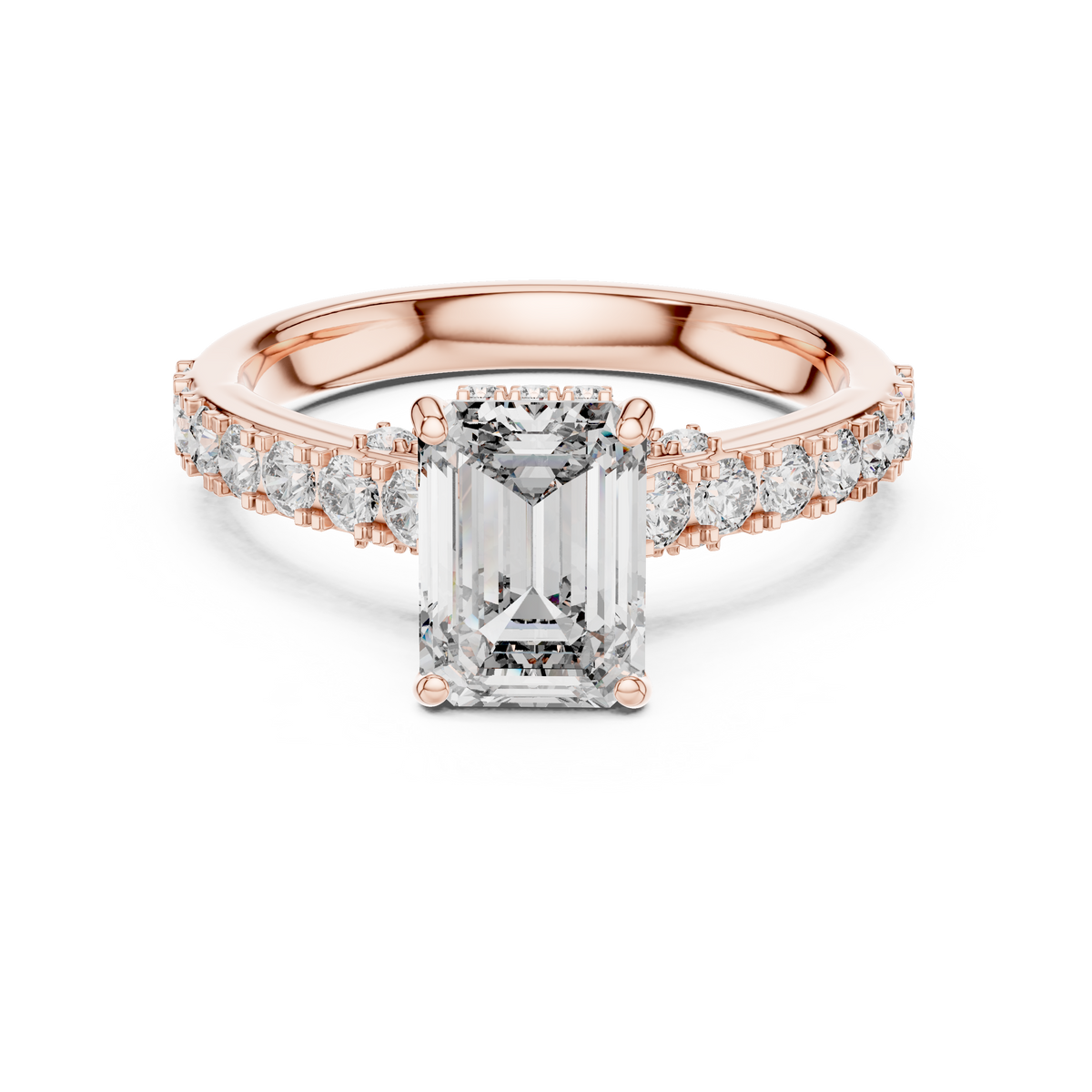 IGI Certified Emerald Cut Lab-Grown Diamond Proposal Ring, Rose Gold