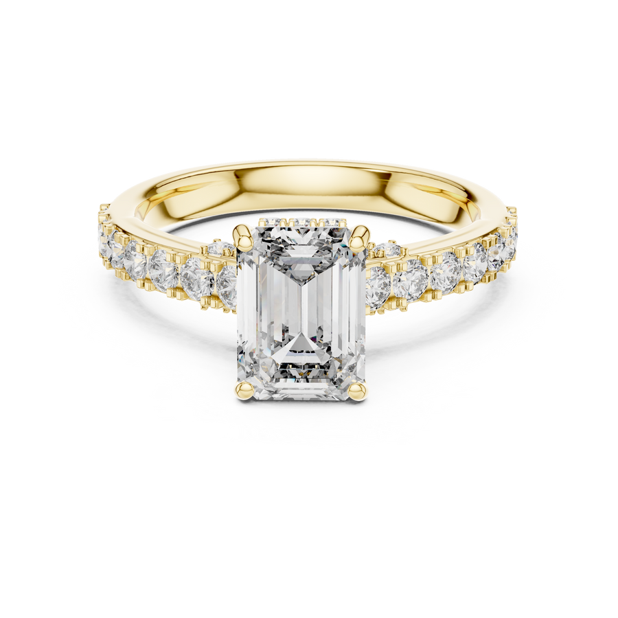 IGI Certified Emerald Cut Lab-Grown Diamond Proposal Ring, Yellow Gold