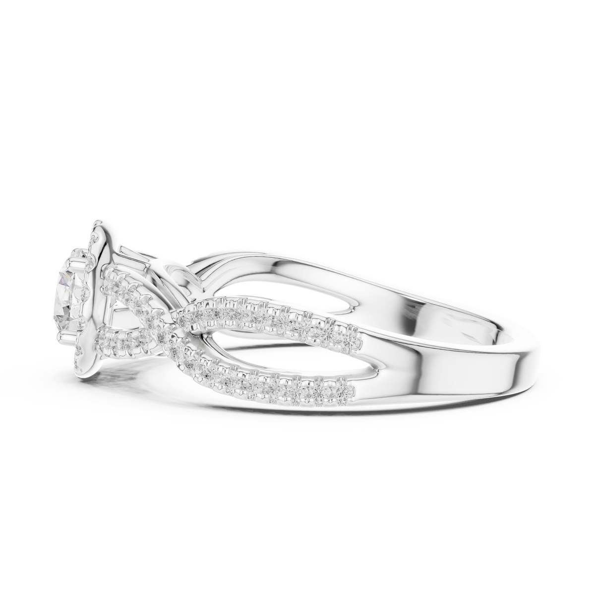 IGI Certified Round Halo Lab Grown Diamond Office Wear Ring, White Gold