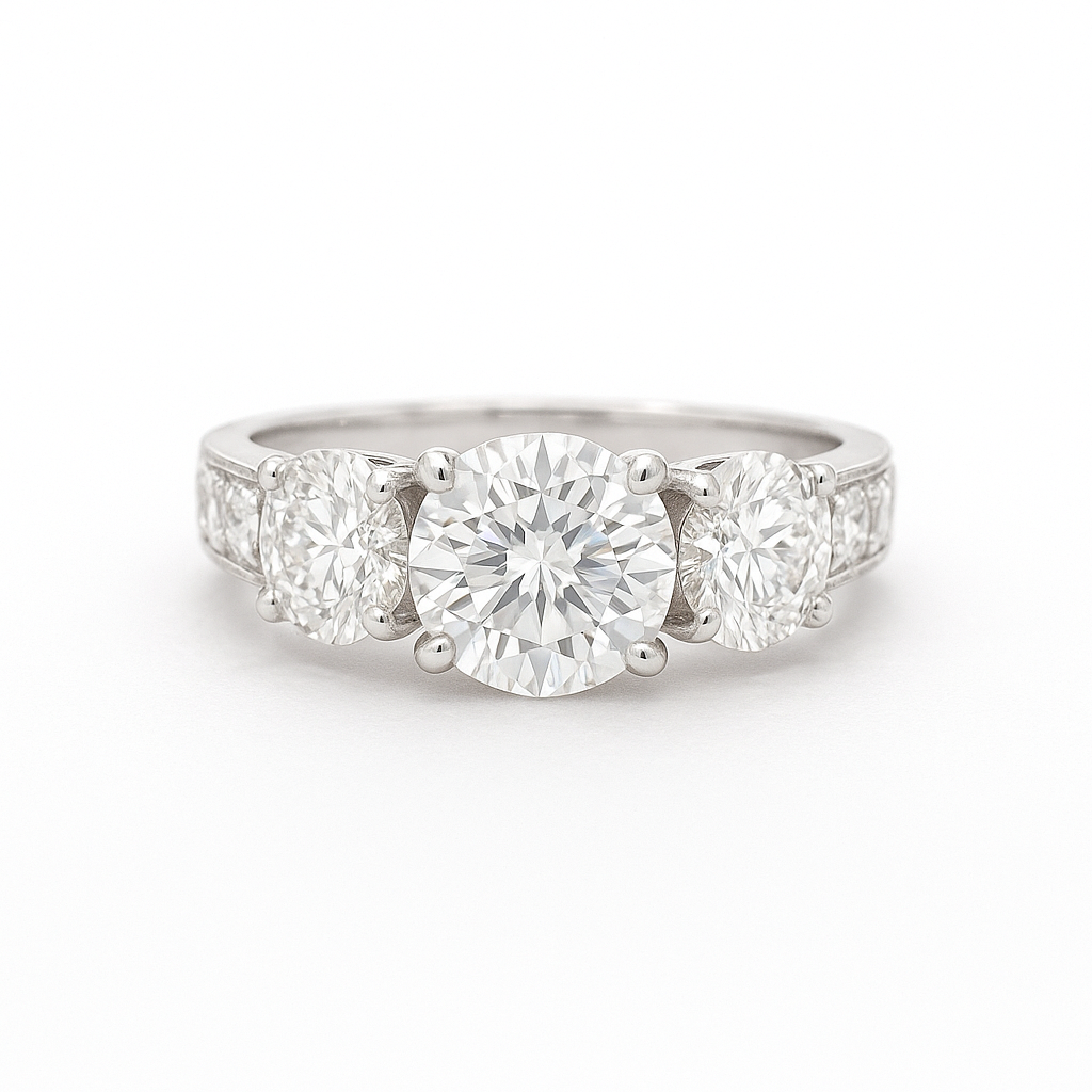 Lab Grown 3 Round Brilliant Diamond Engagement Ring