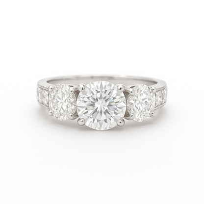Lab Grown 3 Round Brilliant Diamond Engagement Ring