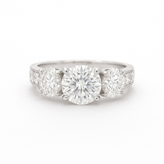 Lab Grown 3 Round Brilliant Diamond Engagement Ring