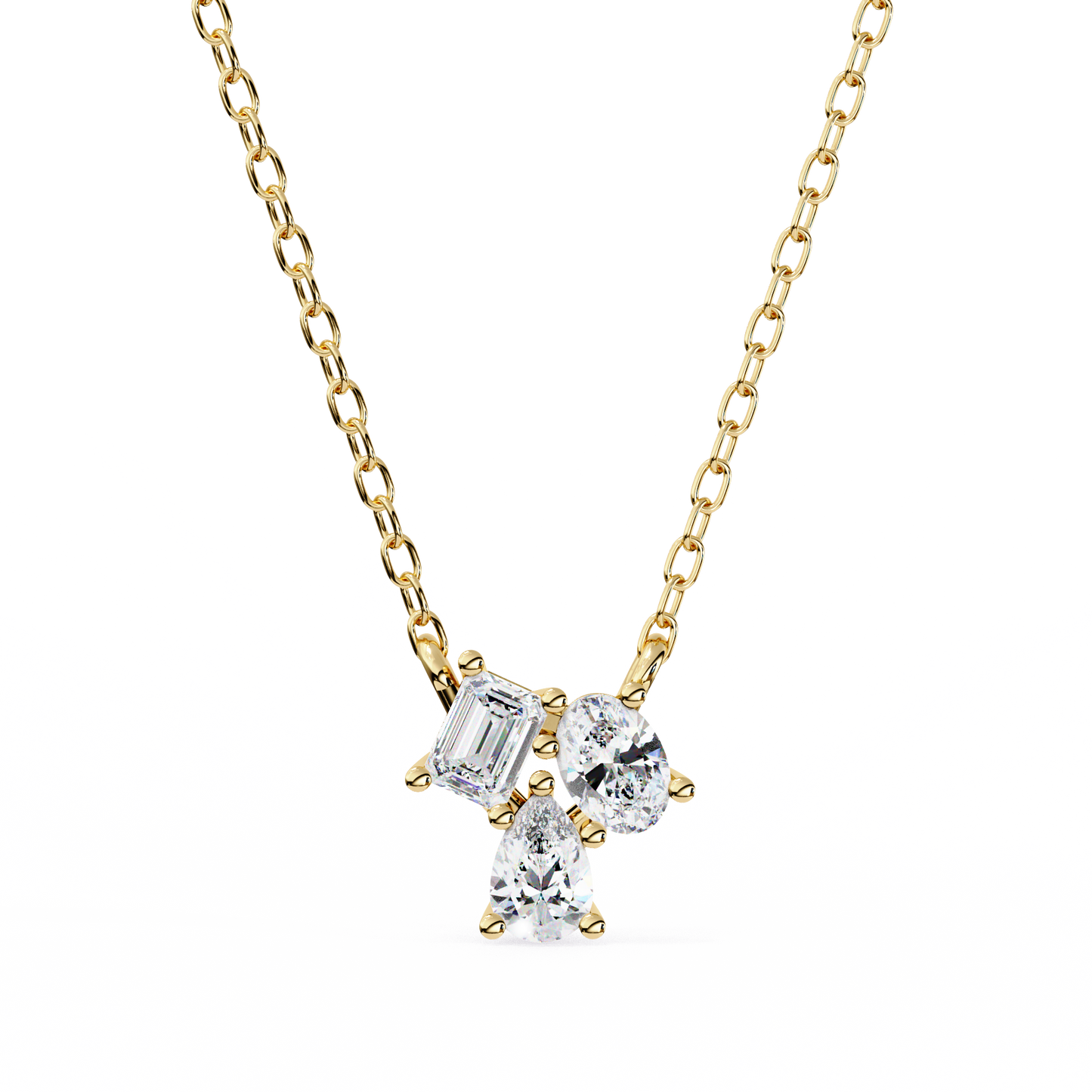 Lab Grown 3 Stone Diamond Pendant 