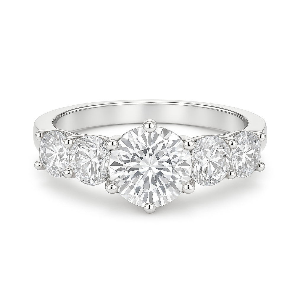 Lab Grown 5 Round Brilliant Diamond Ring 