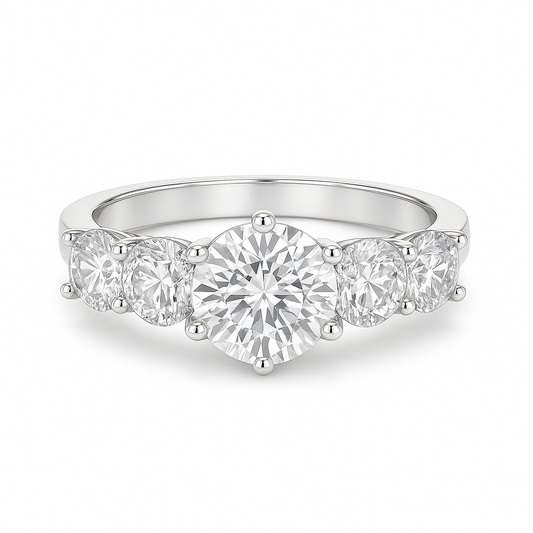Lab Grown 5 Round Brilliant Diamond Ring 