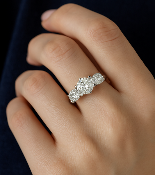 Lab Grown 5 Round Brilliant Diamond Ring on hand