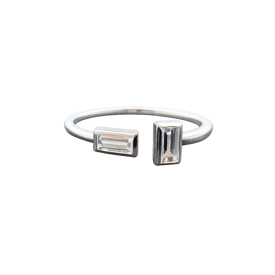 two lab baguette diamond band ring