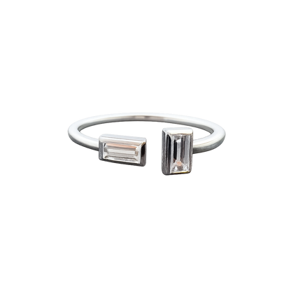two lab baguette diamond band ring