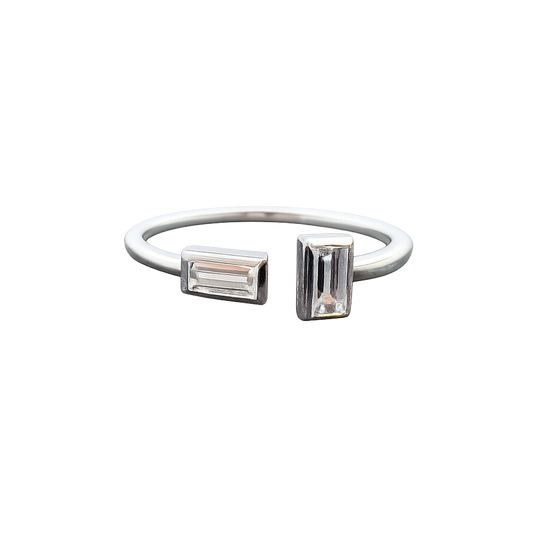 two lab baguette diamond band ring