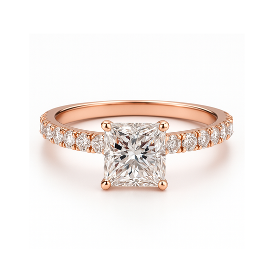 lab grown princess diamond band ring