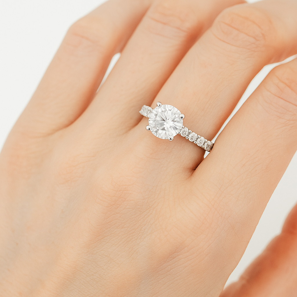 Lab Grown Diamond Solitaire Round Brilliant Ring r19 on hand