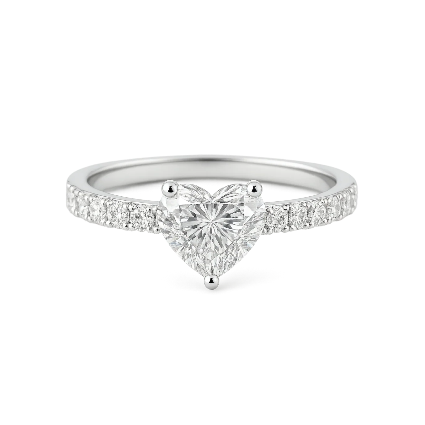 Lab Grown Heart Diamond Band Ring In 14k Gold r53