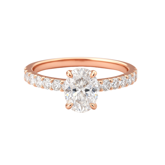 Lab Grown Oval Diamond Band Ring r56