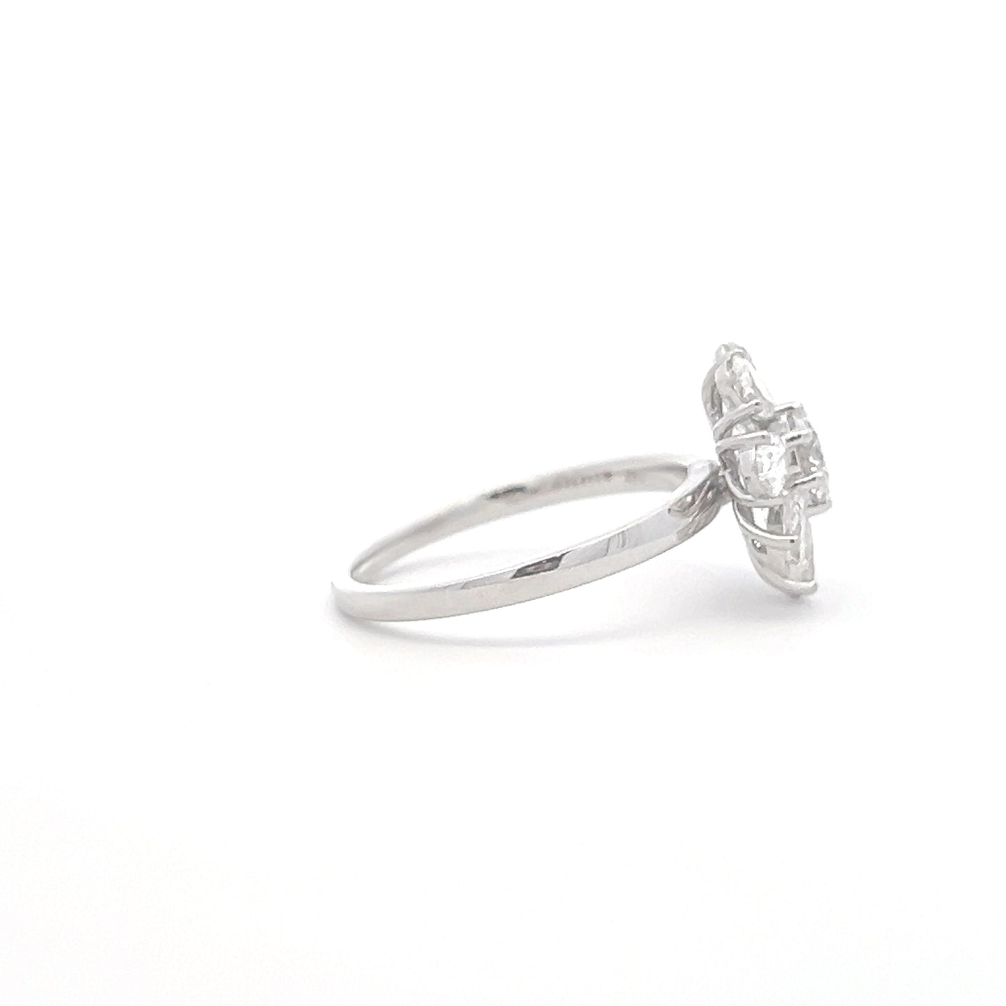 Lab Grown Round & Pear Diamond Flower Ring side a