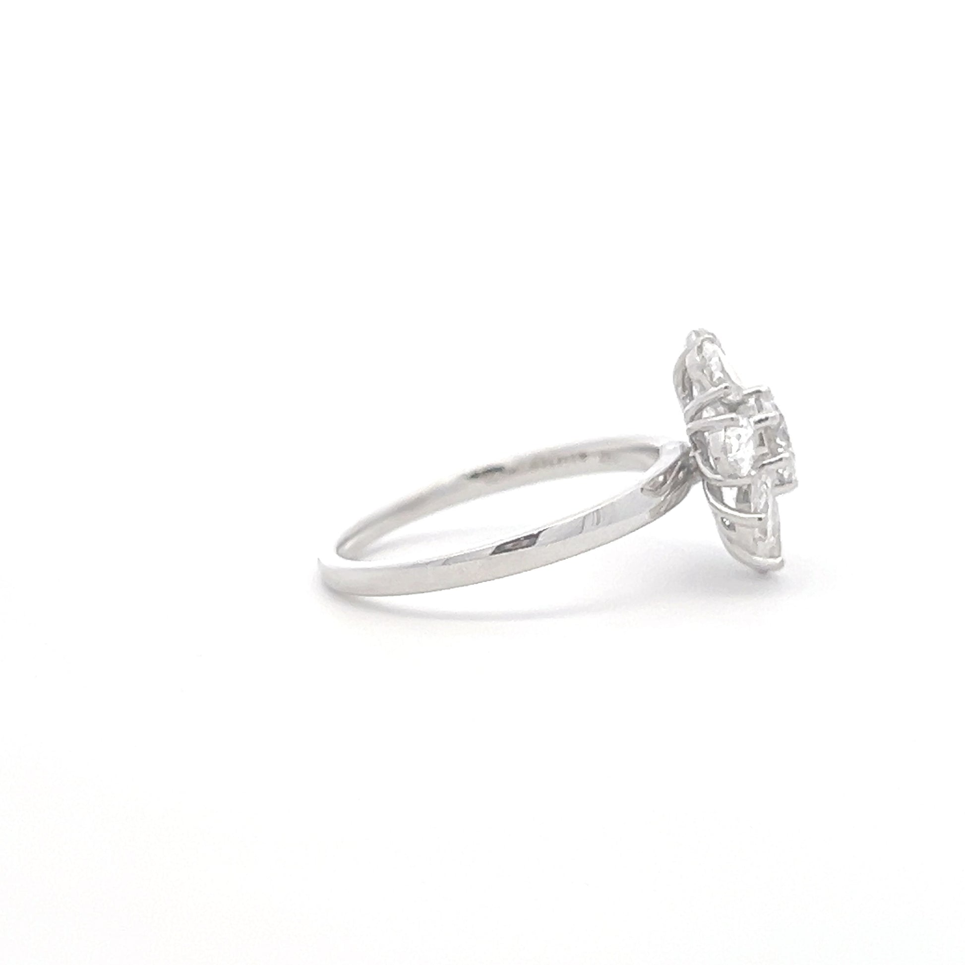 Lab Grown Round & Pear Diamond Flower Ring side a
