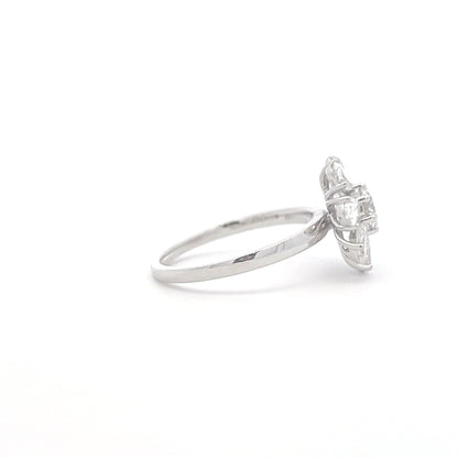 Lab Grown Round & Pear Diamond Flower Ring side a