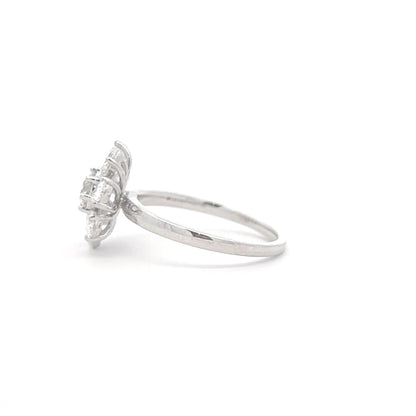 Lab Grown Round & Pear Diamond Flower Ring side b