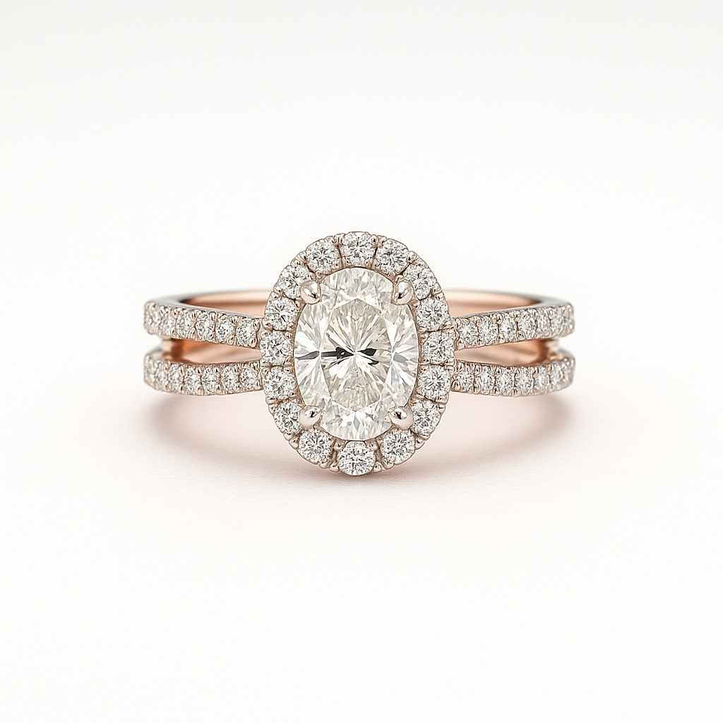 Lab Grown Oval Halo Diamond Ring I