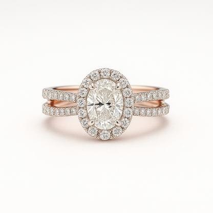Lab Grown Oval Halo Diamond Ring I