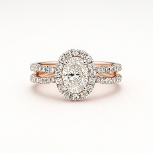 Lab Grown Oval Halo Diamond Ring I
