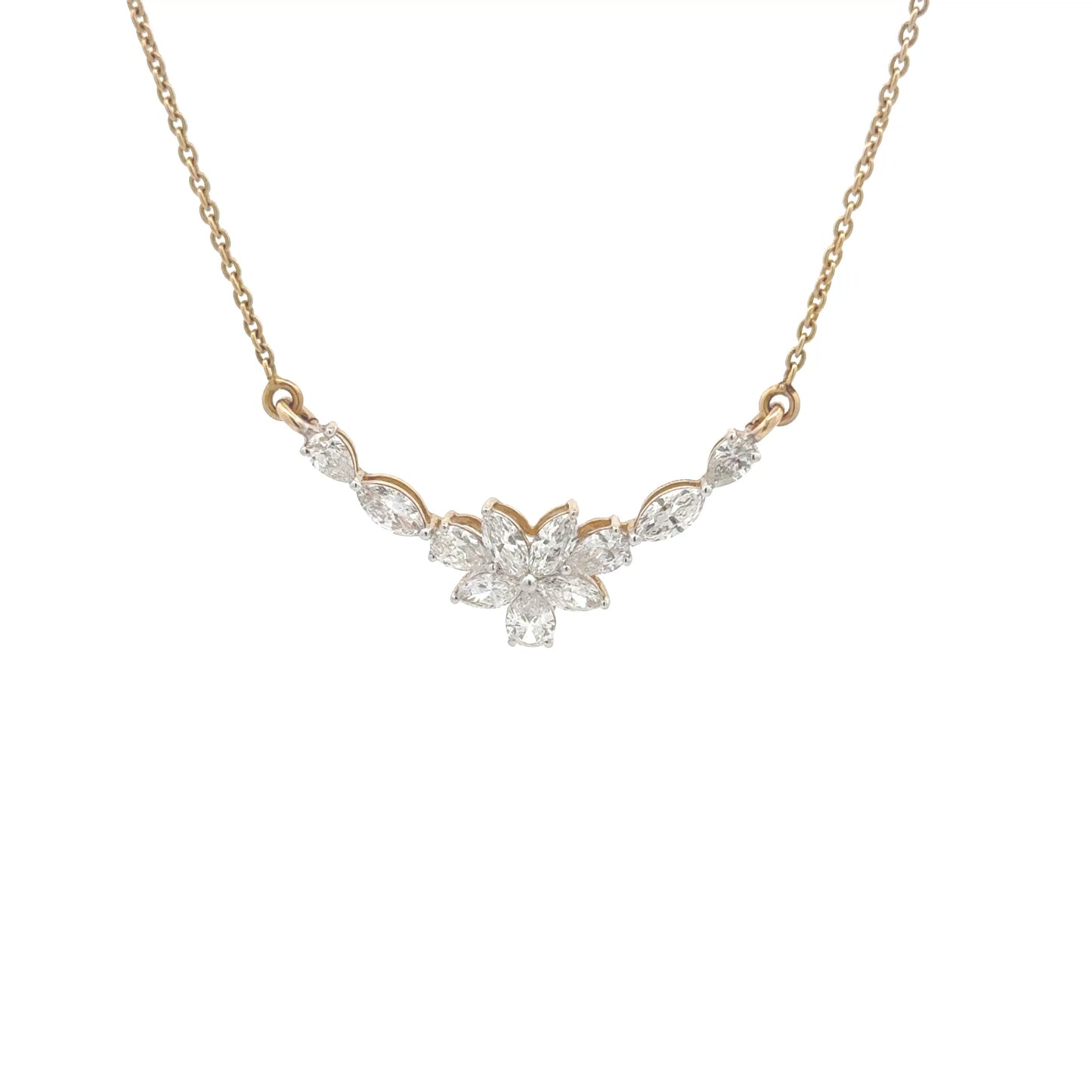 Marquise & Pear Lab Grown Diamond Flower Cluster Mangalsutra Pendant