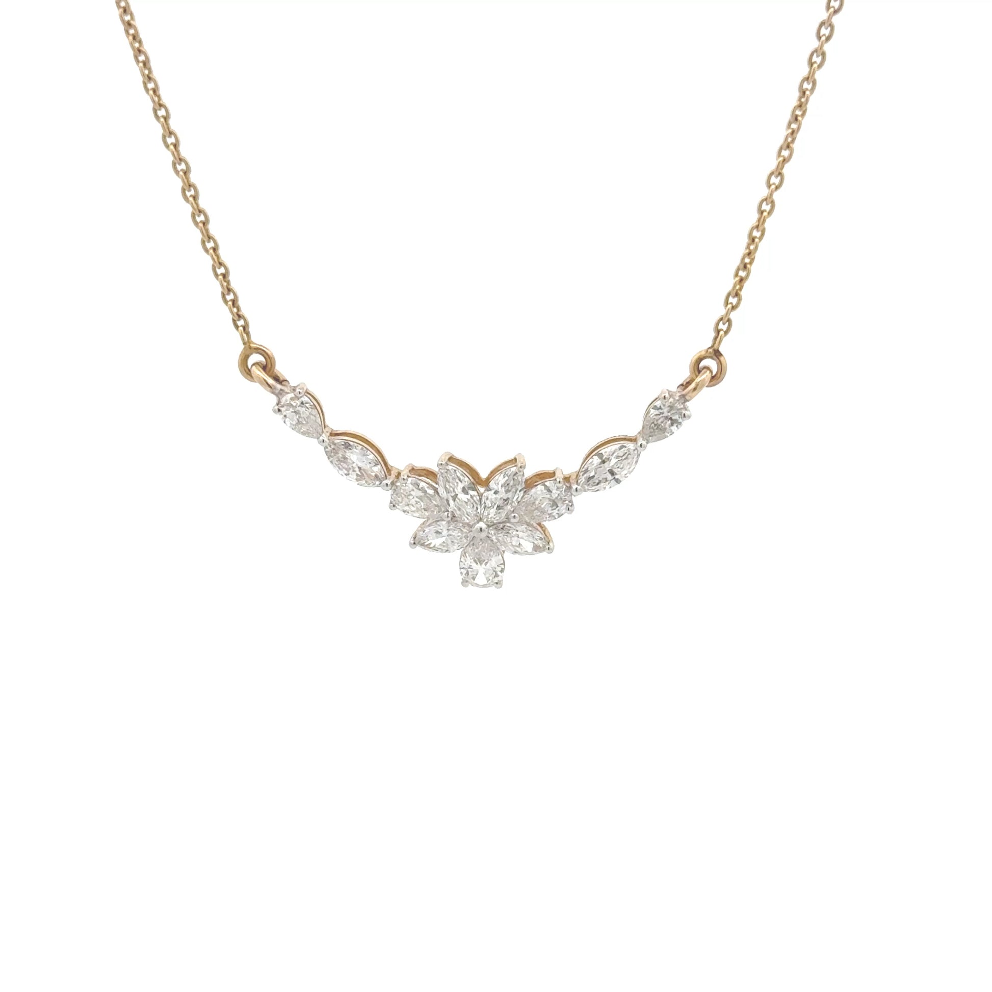 Marquise & Pear Lab Grown Diamond Flower Cluster Mangalsutra Pendant