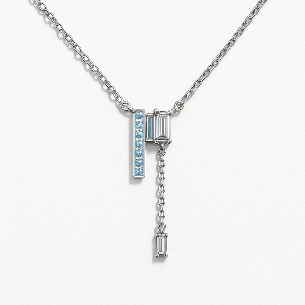 Modern Baguette Lab Grown Diamond Drop Pendant