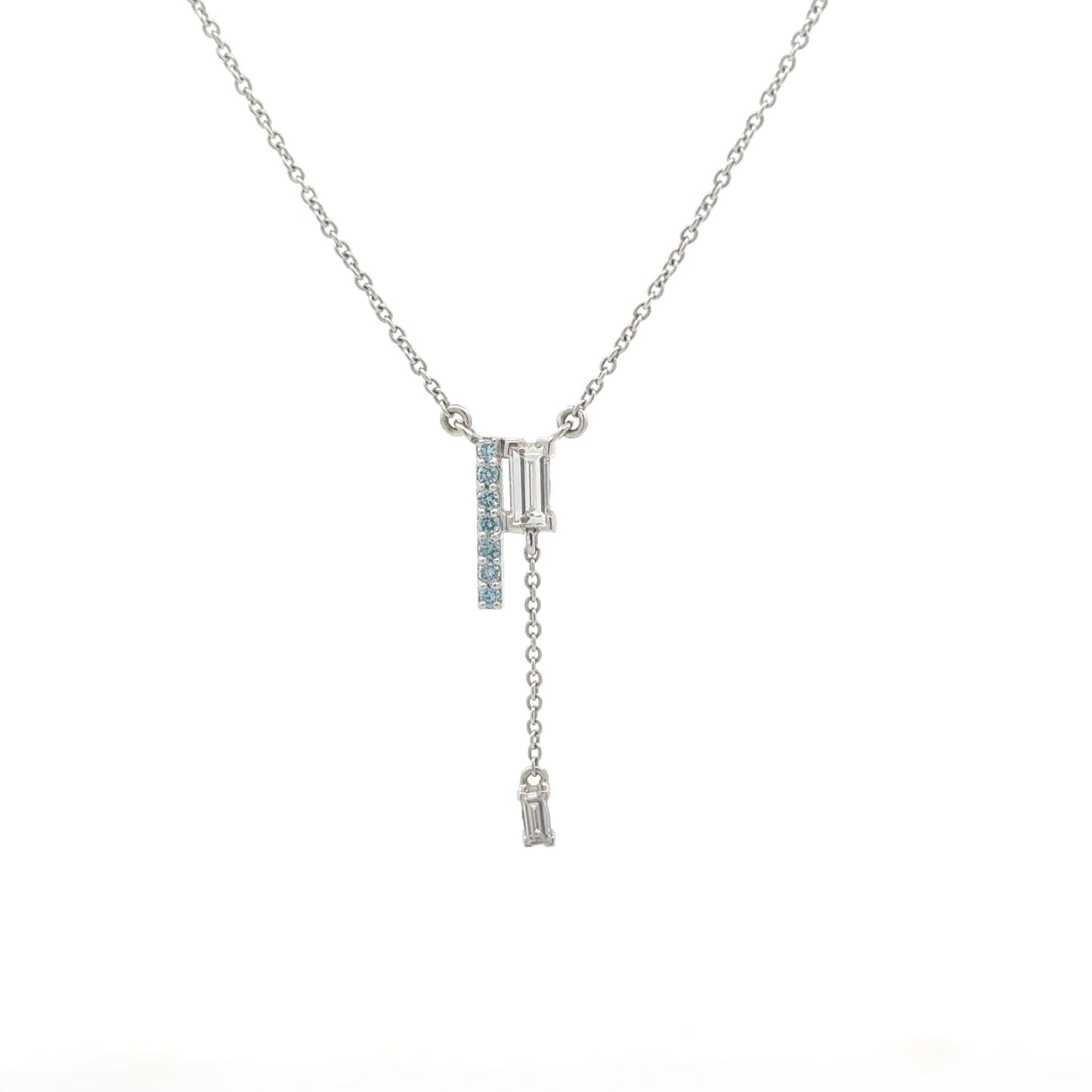 Modern Baguette Lab Grown Diamond Drop Pendant in White Gold