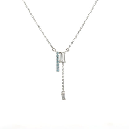 Modern Baguette Lab Grown Diamond Drop Pendant in White Gold