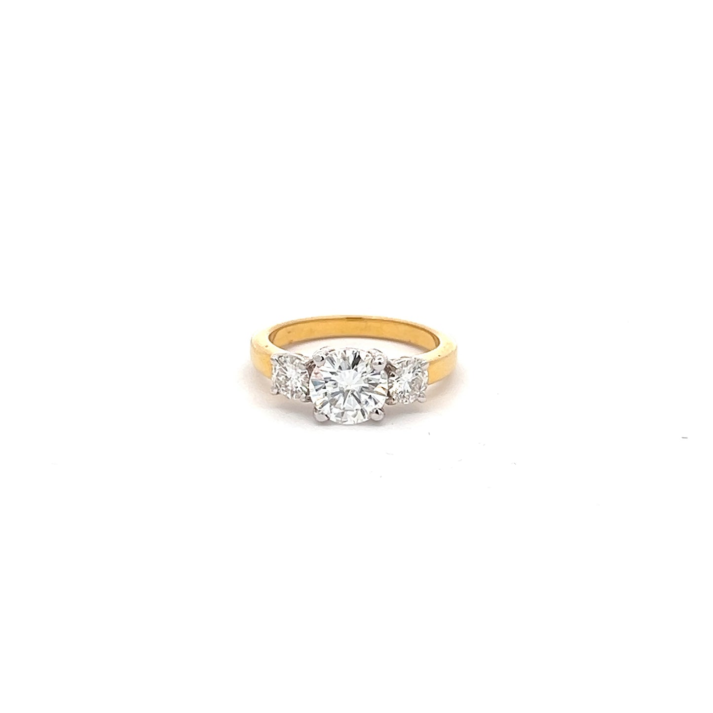 Classic Tiara Round Shape Ring is 2ct in 14K Gold With Diamos Lab Grown Moissanite