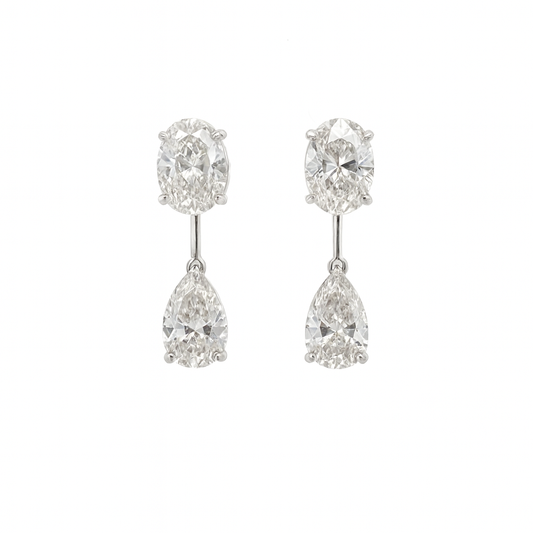  Oval & Pear Lab-Grown Diamond Stud Earrings
