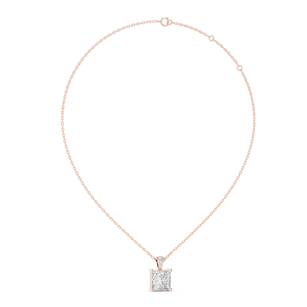 Princess Diamond Pendant, Rose Gold