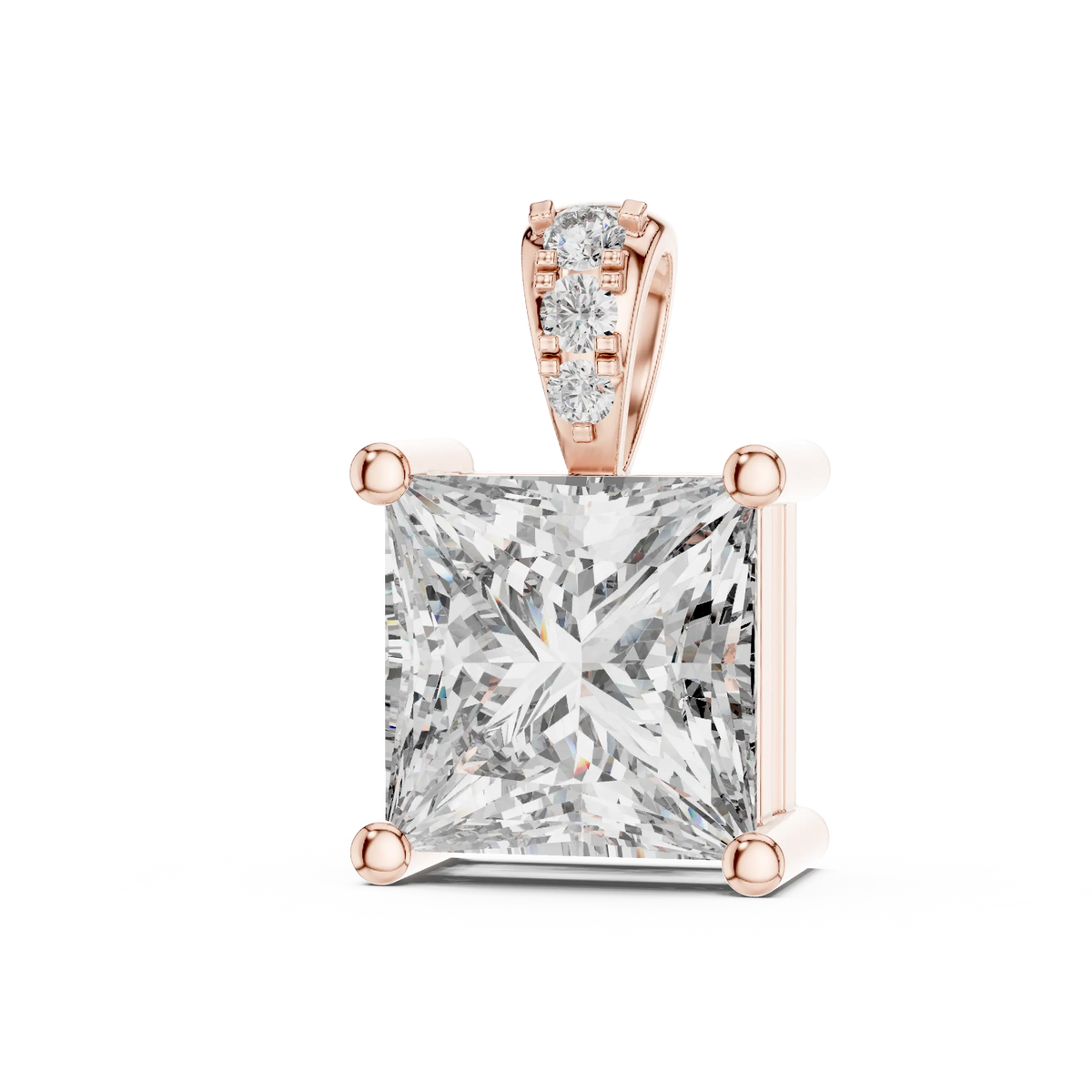 Princess Diamond Pendant, Rose Gold