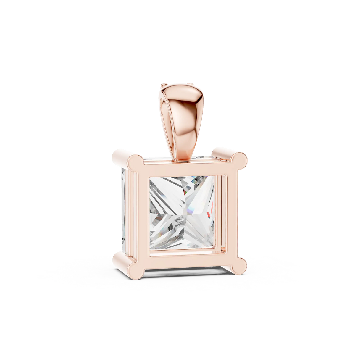 Princess Diamond Pendant, Rose Gold