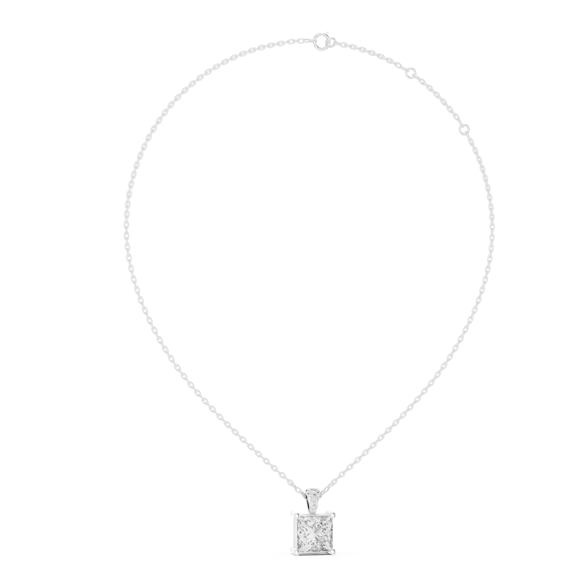 Princess Diamond Pendant, White Gold