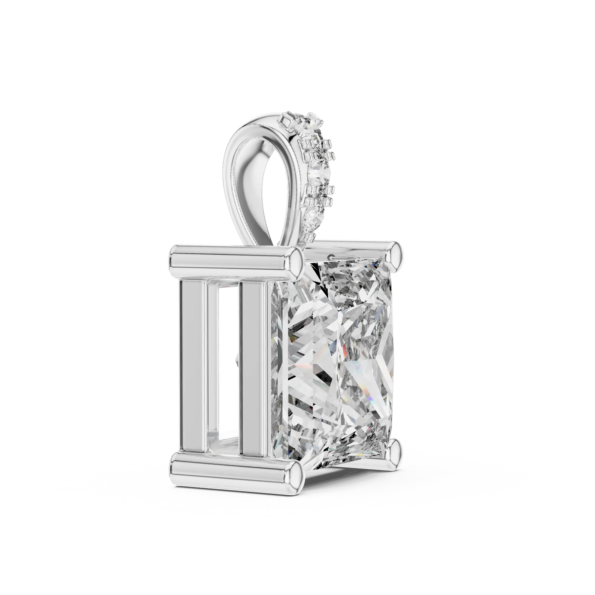 Princess Diamond Pendant, White Gold