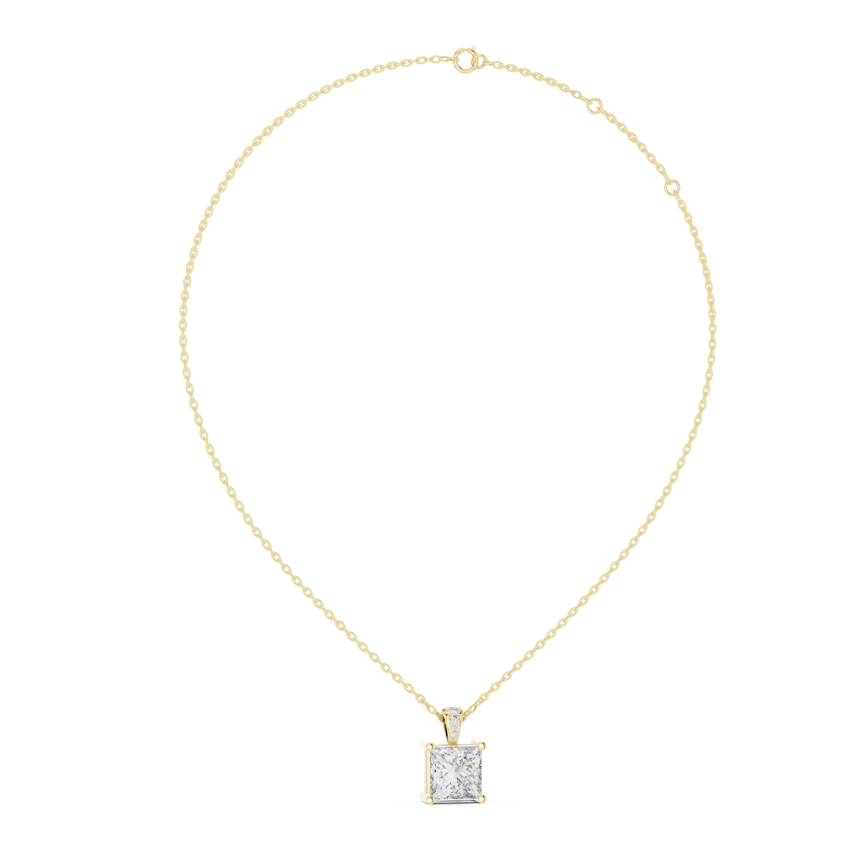 Princess Diamond Pendant, Yellow Gold