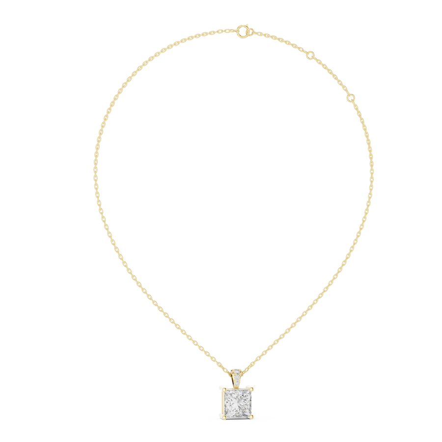 Princess Diamond Pendant, Yellow Gold