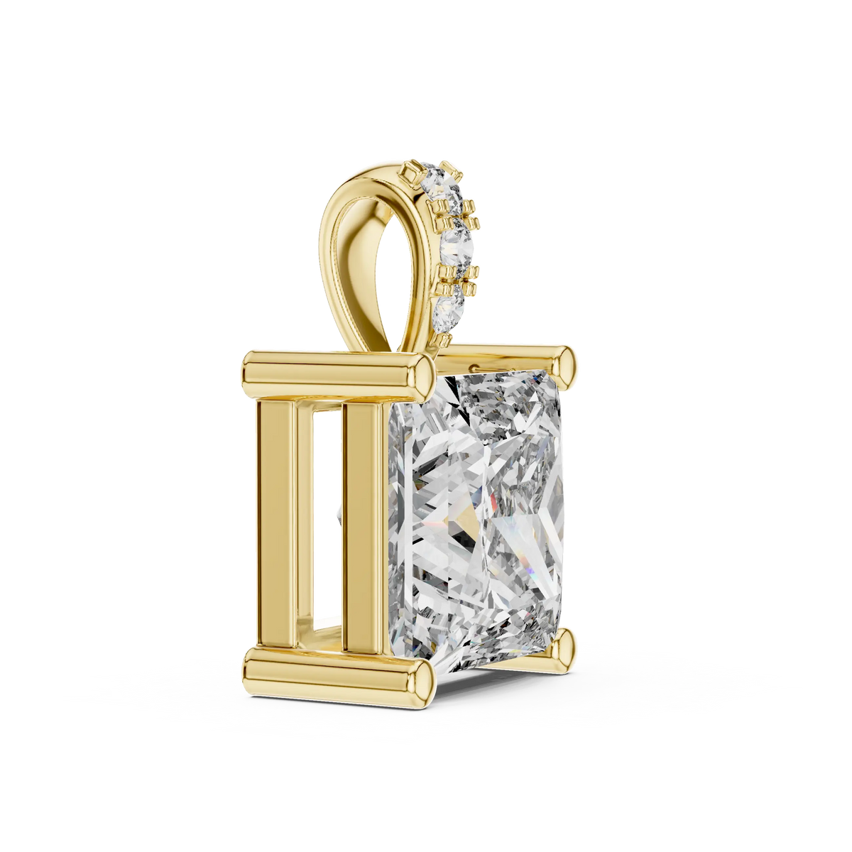 Princess Diamond Pendant, Yellow Gold