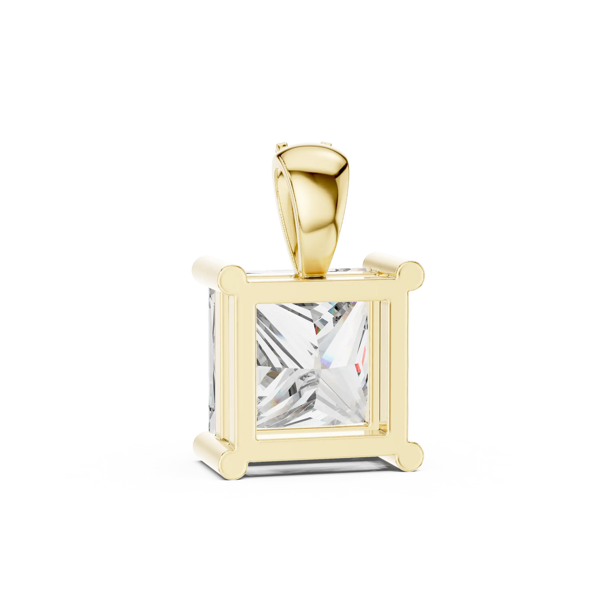 Princess Diamond Pendant, Yellow Gold